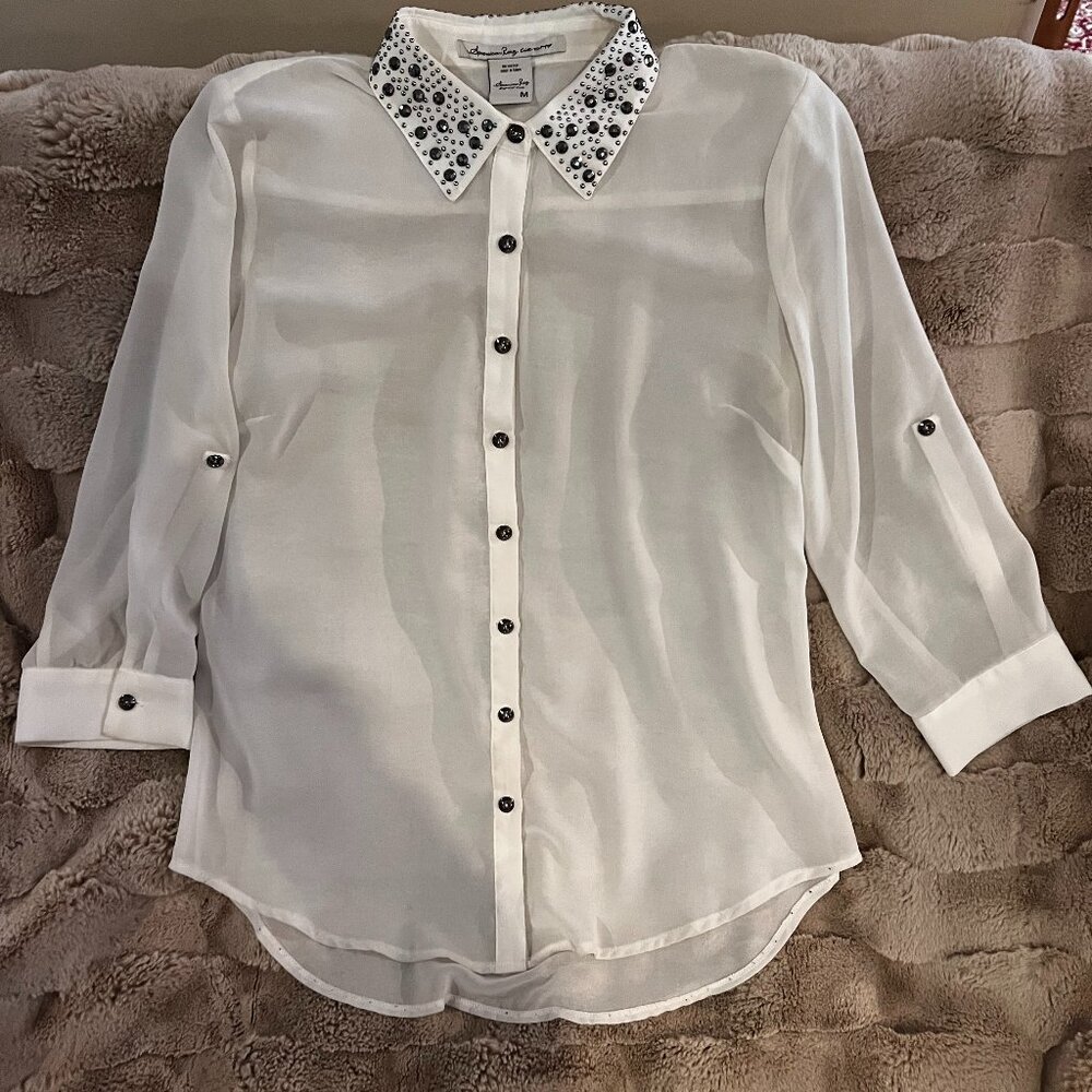 Black studded collar dress shirt